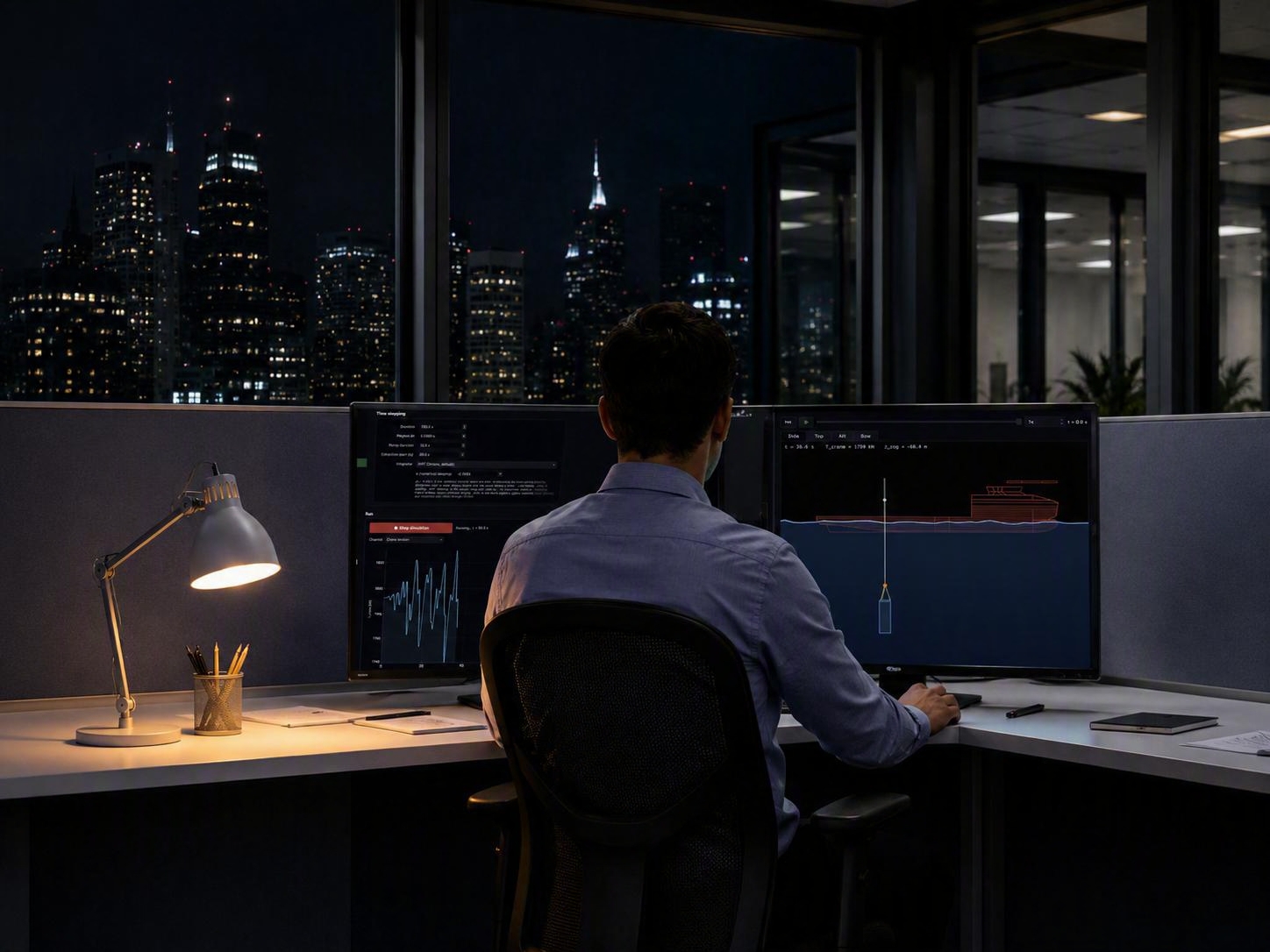 Engineers overlooking offshore operations
